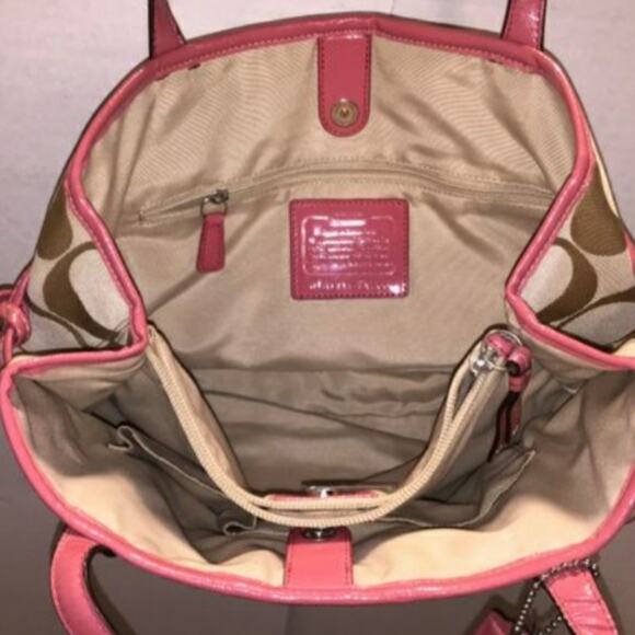 COACH SIGNATURE STRIPE CARRYALL SATCHEL BAH - Picture 6 of 6